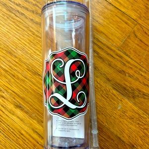 monogrammed acrylic tumbler NWOT